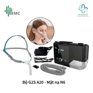 Máy trợ thở BMC G2S A20 Auto CPAP kèm mặt nạ N6 hỗ trợ điều trị ngưng thở khi ngủ tại nhà