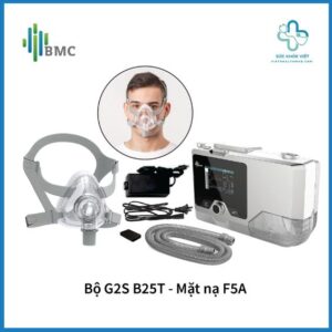 Máy trợ thở BMC G2S B25T BiPAP kết hợp mặt nạ BMC F5A giúp cung cấp liệu pháp thở áp lực dương ổn định.