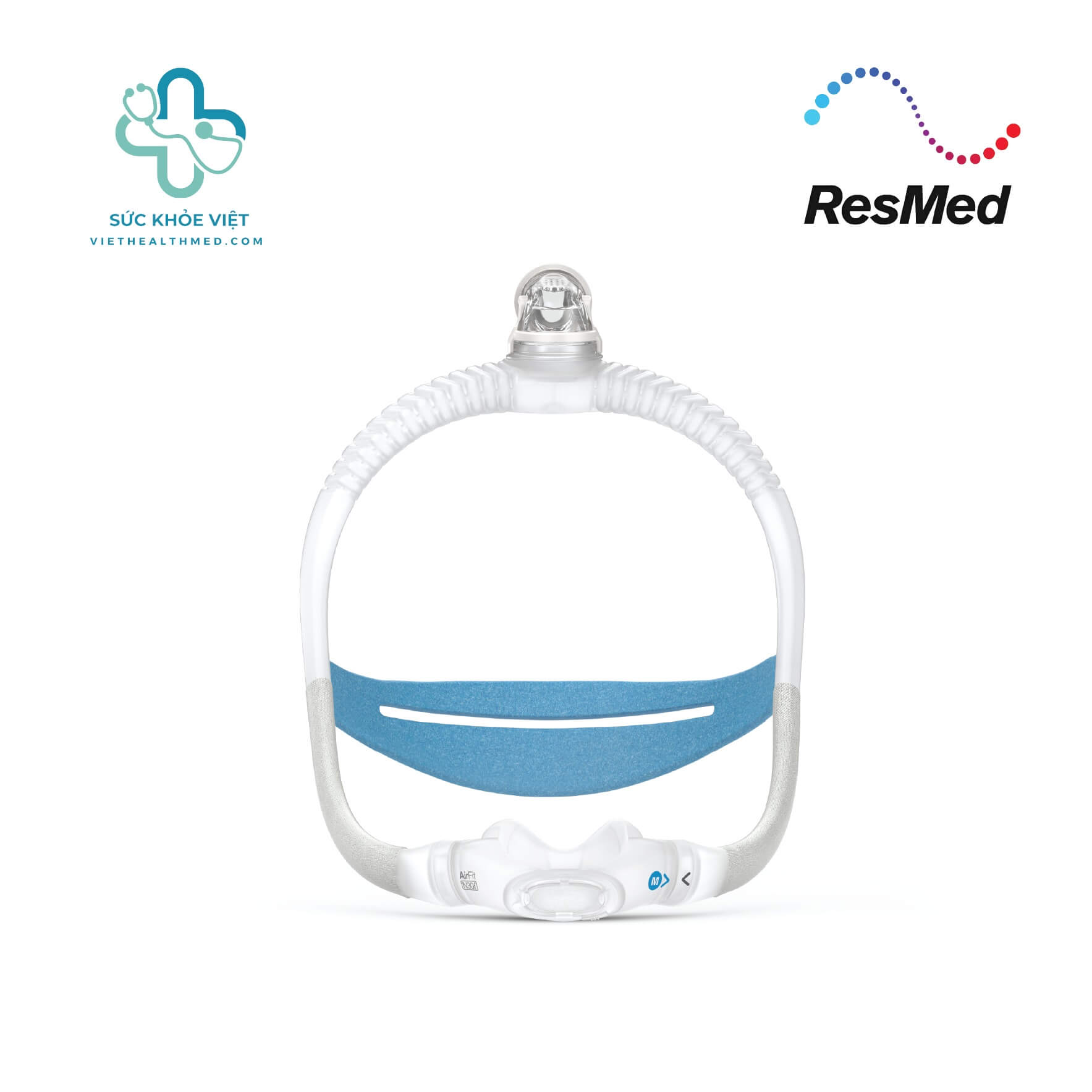 Mặt nạ mũi ResMed AirFit N30i thiết kế khung trên đầu giúp người dùng máy trợ thở CPAP hoặc APAP ngủ thoải mái và linh hoạt khi thay đổi tư thế.