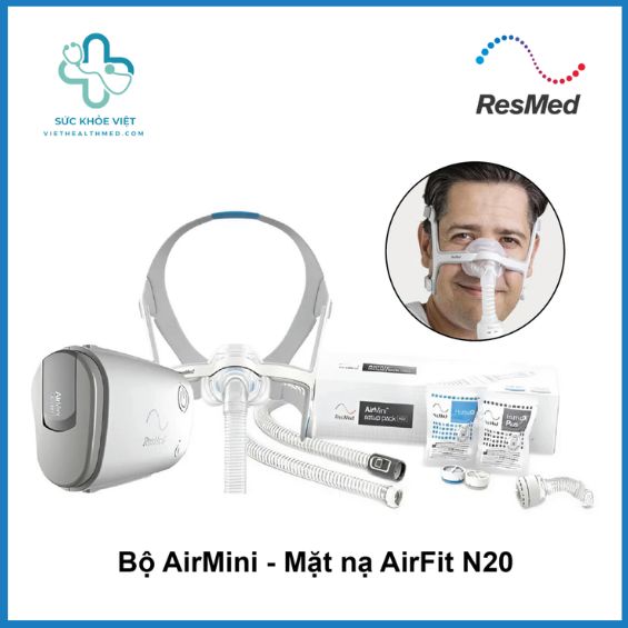 Sự kết hợp giữa AirMini và mặt nạ AirFit N20 mang lại cảm giác thoải mái và duy trì độ ẩm tự nhiên cho đường thở.