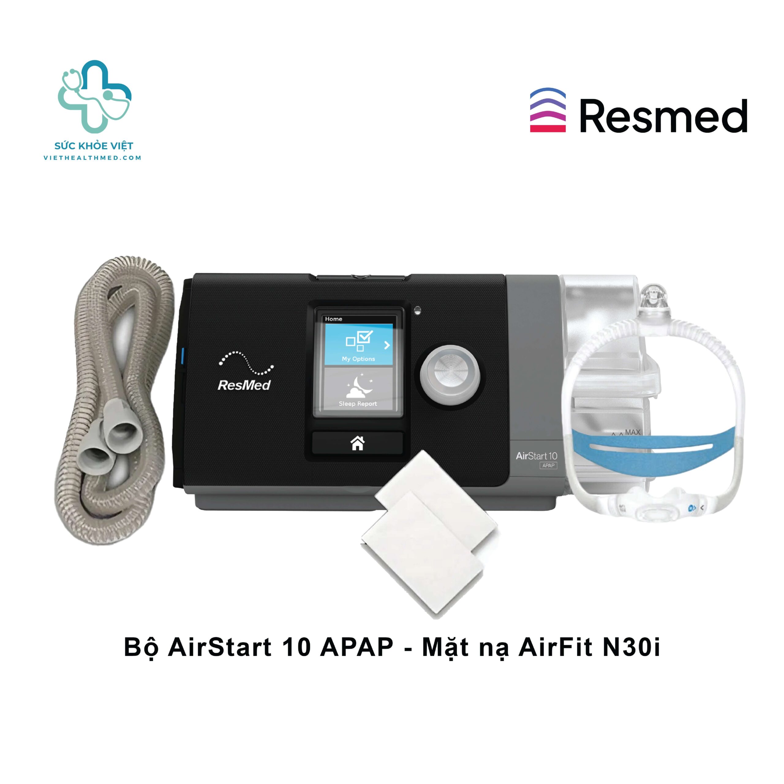 Sự kết hợp giữa máy trợ thở AirStart 10 APAP và mặt nạ AirFit N30i giúp nâng cao hiệu quả điều trị.