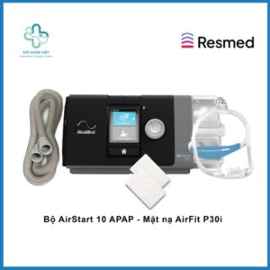 Trọn bộ giải pháp điều trị ngưng thở khi ngủ với máy trợ thở ResMed AirStart 10 APAP và mặt nạ P30i.