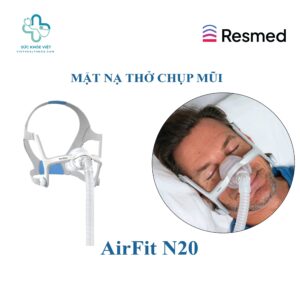 Mặt nạ mũi ResMed AirFit N20 thiết kế đệm silicon InfinitySeal mềm mại tương thích hoàn hảo với máy AirMini.
