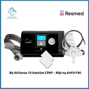 Máy Thở ResMed AirSense 10 AutoSet kết hợp mặt nạ AirFit F40 hỗ trợ điều trị ngưng thở khi ngủ hiệu quả tại nhà.