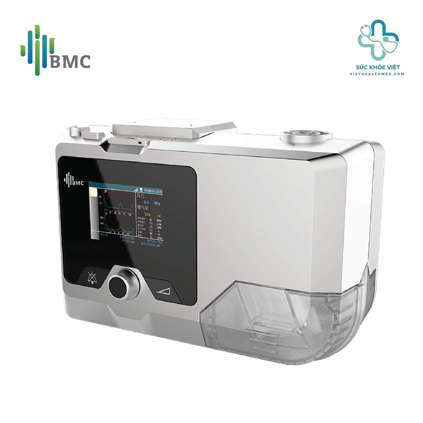 Máy trợ thở BMC G2S B25T BiPAP S/T hỗ trợ điều trị ngưng thở khi ngủ và suy hô hấp tại nhà