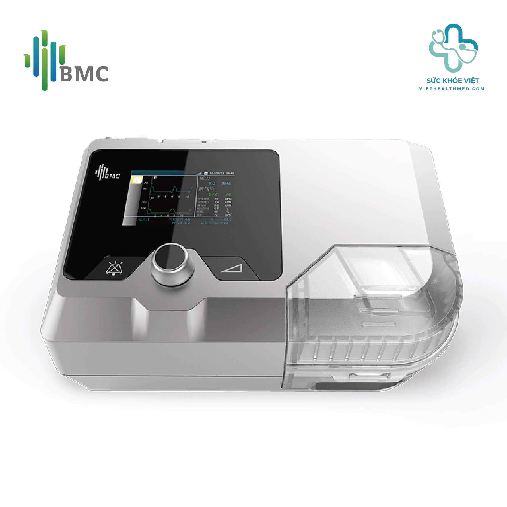 Máy trợ thở BiPAP BMC G2S B25T tích hợp tạo ẩm và chế độ S/T hỗ trợ hô hấp chuyên sâu