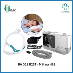 Người dùng sử dụng máy trợ thở BMC G2S B25T cùng mặt nạ N6S hỗ trợ ngủ ngon và giảm ngưng thở khi ngủ